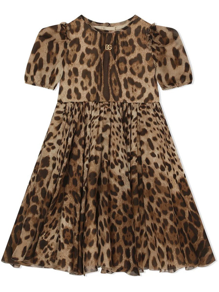  Dolce & Gabbana Kids Leopard-print Chiffon Midi Dress - Brown 