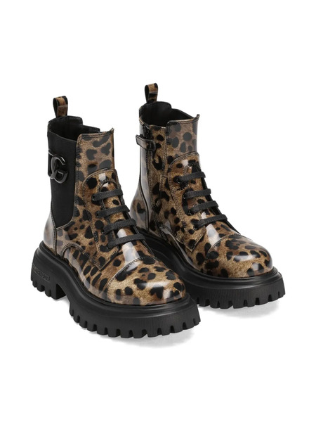  Dolce & Gabbana Kids Leopard-print Lace-up Boots - Brown 