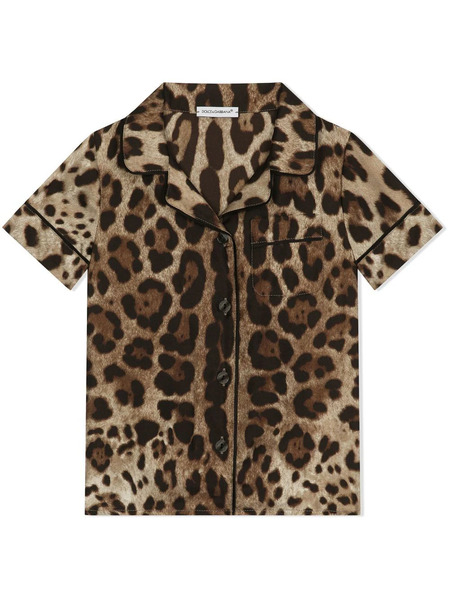  Dolce & Gabbana Kids Leopard-print Silk Shirt - Brown 