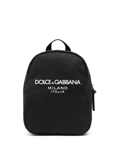  Dolce & Gabbana Kids Logo-appliqué Backpack - Black 