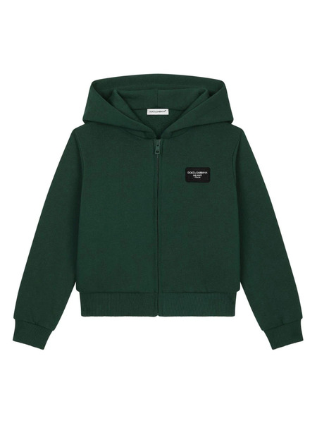  Dolce & Gabbana Kids Logo-appliqué Cotton Hoodie - Green 