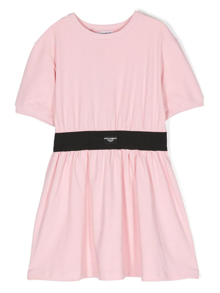  Dolce & Gabbana Kids Logo-appliqué Jersey Dress - Pink 