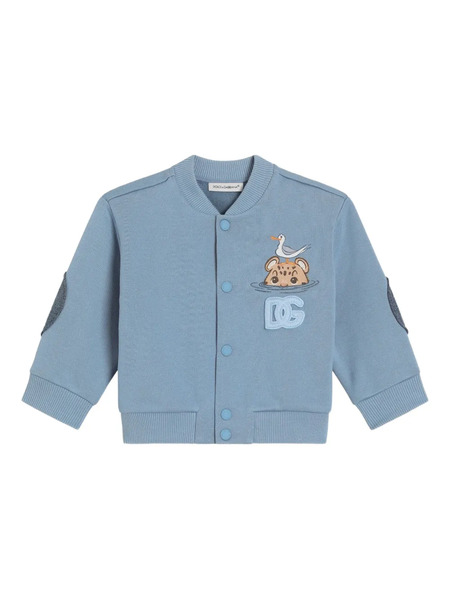  Dolce & Gabbana Kids Logo-appliqué Press-stud Sweatshirt - Blue 