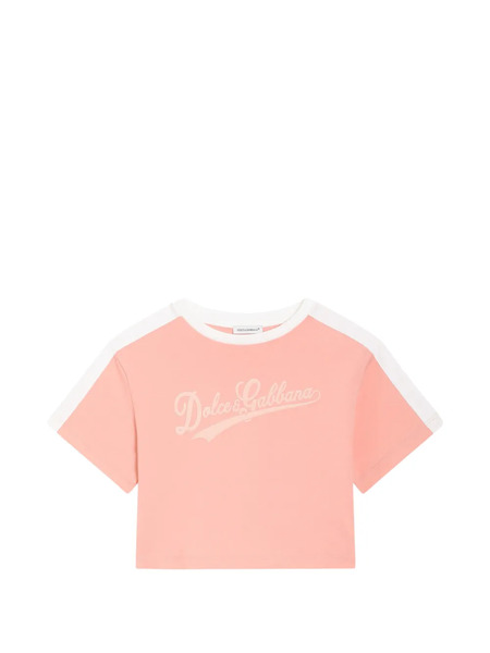  Dolce & Gabbana Kids Logo Cropped Top - Pink 
