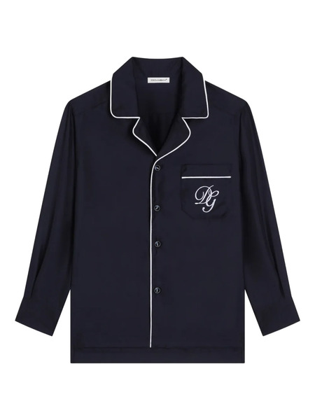  Dolce & Gabbana Kids Logo-embroidered Piped Shirt - Blue 