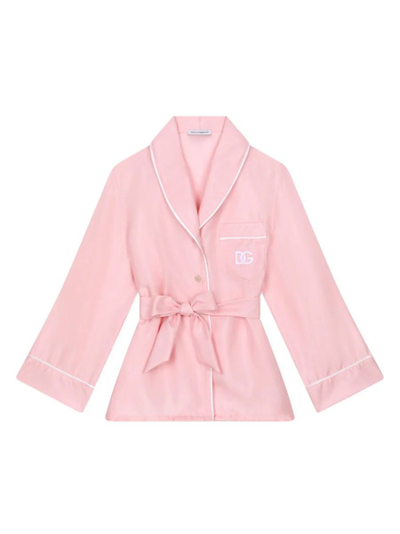  Dolce & Gabbana Kids Logo-embroidered Silk Blouse - Pink 
