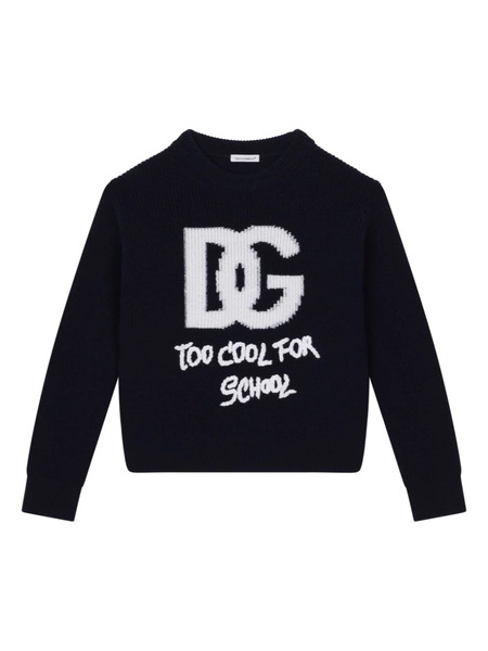  Dolce & Gabbana Kids Logo-jacquard Virgin-wool Jumper - Black 