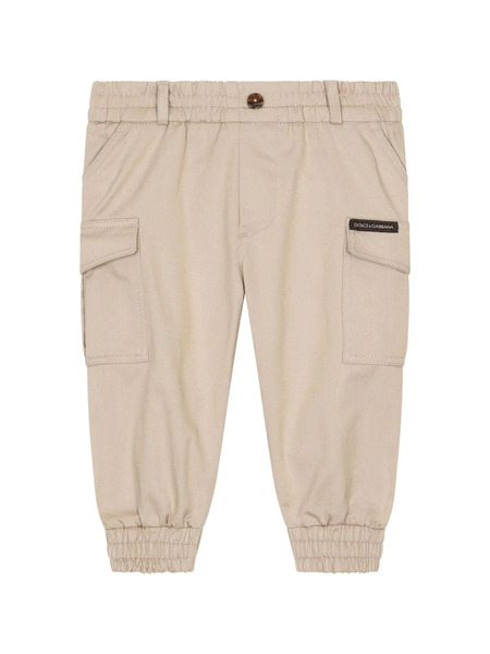  Dolce & Gabbana Kids Logo-patch Cotton Trousers - Neutrals 