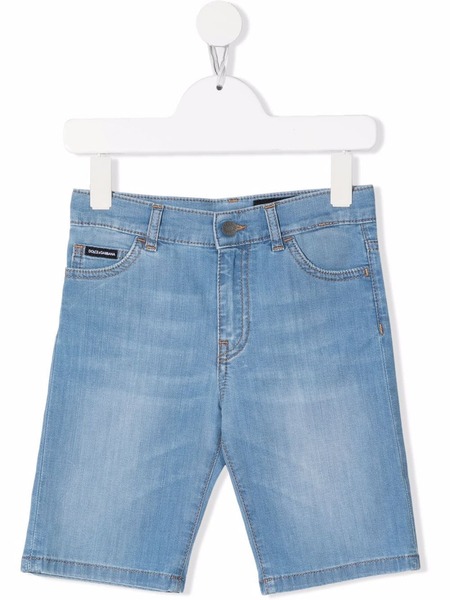  Dolce & Gabbana Kids Logo-patch Denim Shorts - Blue 