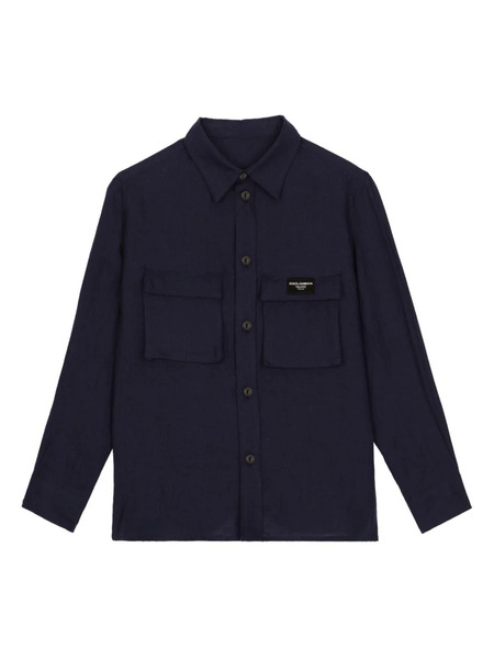  Dolce & Gabbana Kids Logo-patch Linen Shirt - Blue 