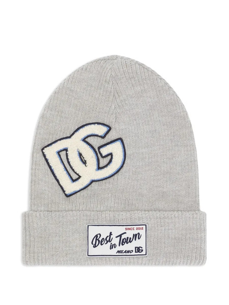  Dolce & Gabbana Kids Logo-patch Ribbed Beanie - Grey 