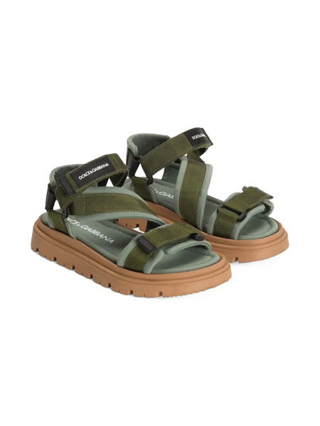  Dolce & Gabbana Kids Logo-patch Strap Sandals - Green 