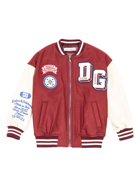  Dolce & Gabbana Kids Logo-patch Zip-fastened Bomber Jacket - Red 