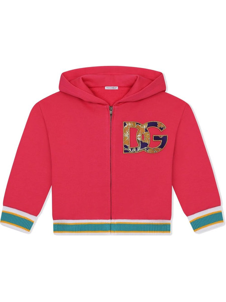  Dolce & Gabbana Kids Logo-patch Zip-front Hoodie - Pink 