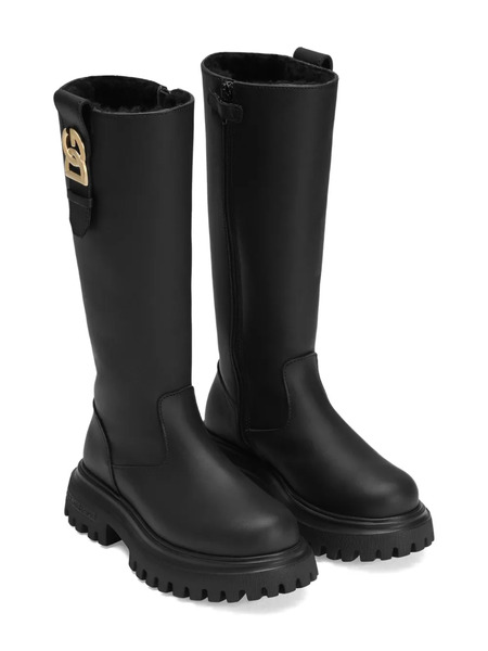  Dolce & Gabbana Kids Logo-plaque Boots - Black 