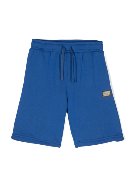  Dolce & Gabbana Kids Logo-plaque Drawstring Jersey Shorts - Blue 
