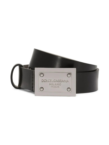  Dolce & Gabbana Kids Logo-plaque Leather Belt - Black 