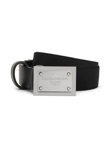  Dolce & Gabbana Kids Logo-plaque Leather Belt - Black 
