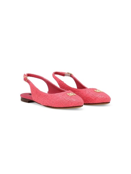  Dolce & Gabbana Kids Logo-plaque Slingback Flats - Pink 