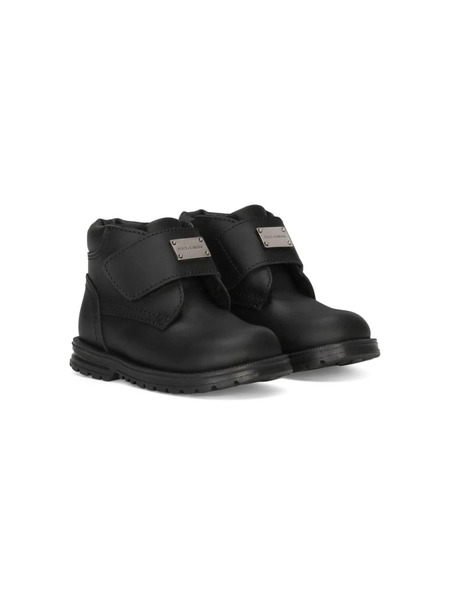  Dolce & Gabbana Kids Logo-plaque Touch-strap Boots - Black 