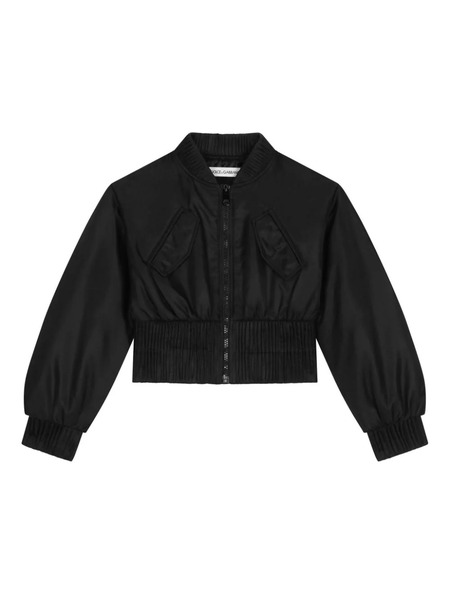  Dolce & Gabbana Kids Logo-plaque Zip-up Bomber Jacket - Black 