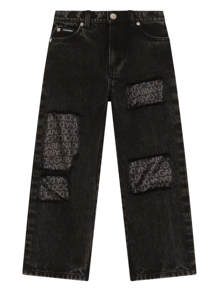  Dolce & Gabbana Kids Logo-print Patchwork Jeans - Black 