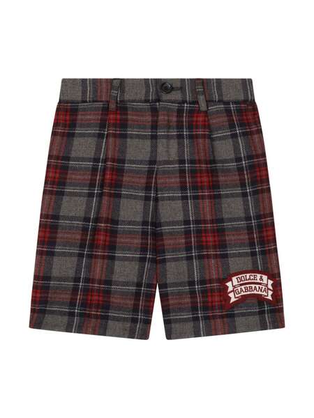  Dolce & Gabbana Kids Logo-print Tartan-pattern Shorts - Grey 