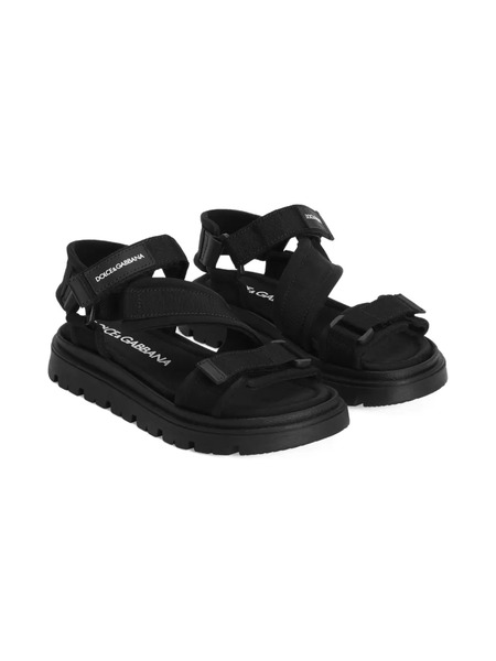  Dolce & Gabbana Kids Logo Strap Sandals - Black 