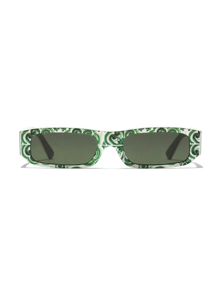  Dolce & Gabbana Kids Maiolica Rectangle-frame Sunglasses - Green 