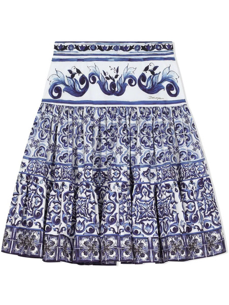  Dolce & Gabbana Kids Majolica-print Poplin Skirt - Blue 