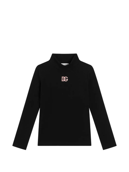  Dolce & Gabbana Kids Mock-neck Logo Top - Black 