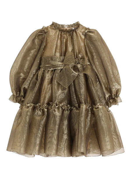  Dolce & Gabbana Kids Moire-effect Dress - Gold 