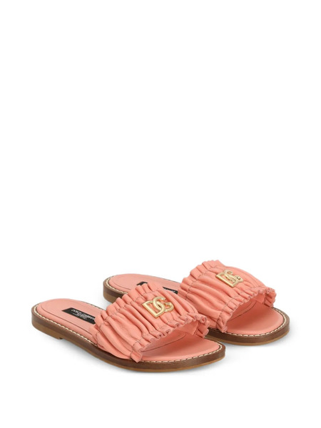  Dolce & Gabbana Kids Nappa-leather Flat Slippers - Pink 