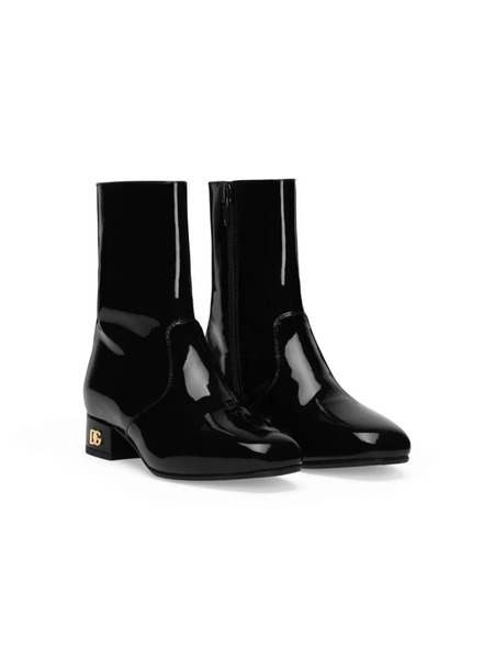  Dolce & Gabbana Kids Patent Leather Ankle Boots - Black 