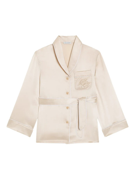  Dolce & Gabbana Kids Piping Silk Shirt - Neutrals 