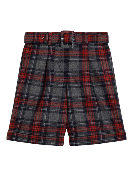  Dolce & Gabbana Kids Plaid Belted Shorts - Grey 