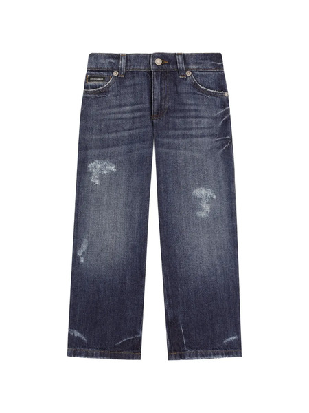  Dolce & Gabbana Kids 5-pocket Washed Denim Trousers - Blue 