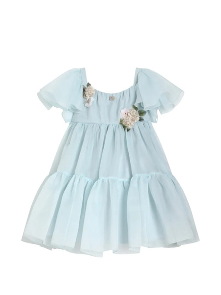  Dolce & Gabbana Kids Ruffled Floral Dress - Blue 