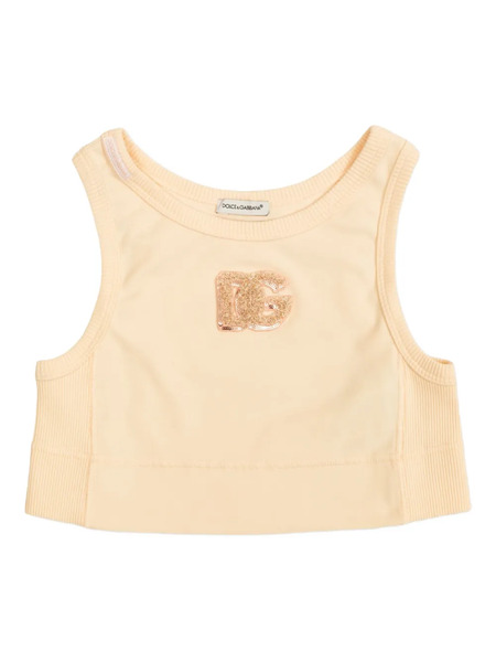  Dolce & Gabbana Kids Sequinned-logo Ribbed Top - Neutrals 