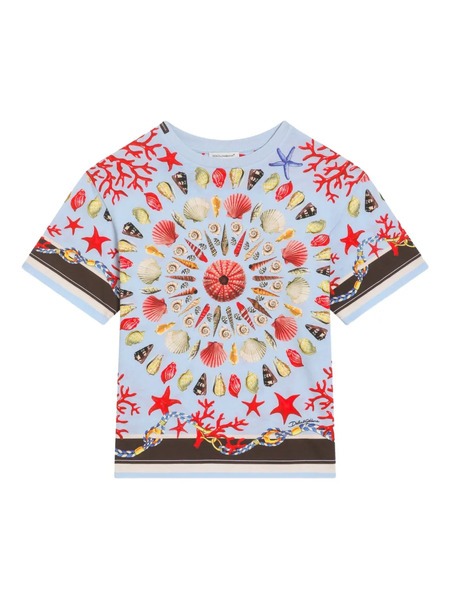  Dolce & Gabbana Kids Shell-print T-shirt - Blue 