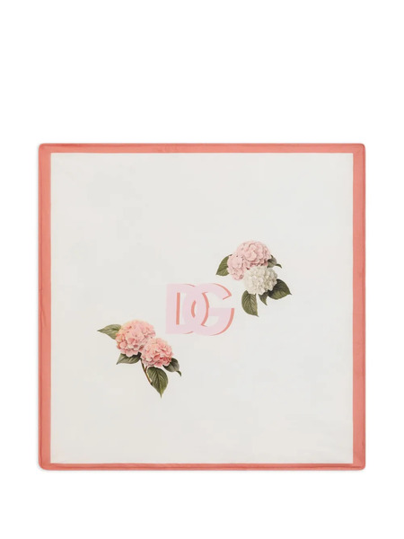  Dolce & Gabbana Kids Smooth Jersey Blanket With Hydrangea-print - White 