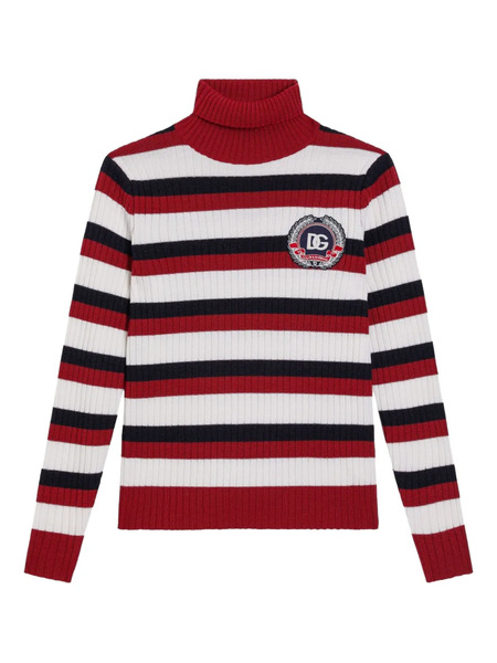  Dolce & Gabbana Kids Striped Turtleneck Top - Red 