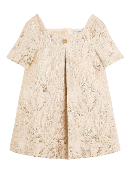  Dolce & Gabbana Kids Textured Metallic Shift Dress - Neutrals 