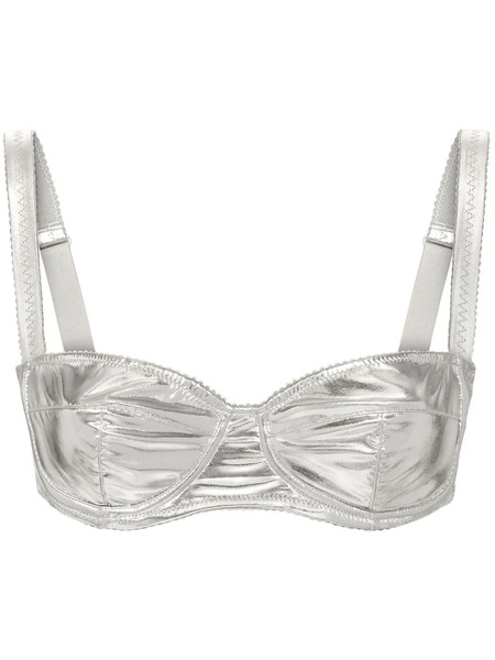  Dolce & Gabbana Kim Coated Balconette Bra - Silver 