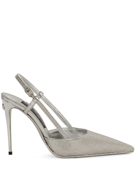  Dolce & Gabbana Kim Dolce&gabbana Embellished Satin Slingback Pumps - Silver 