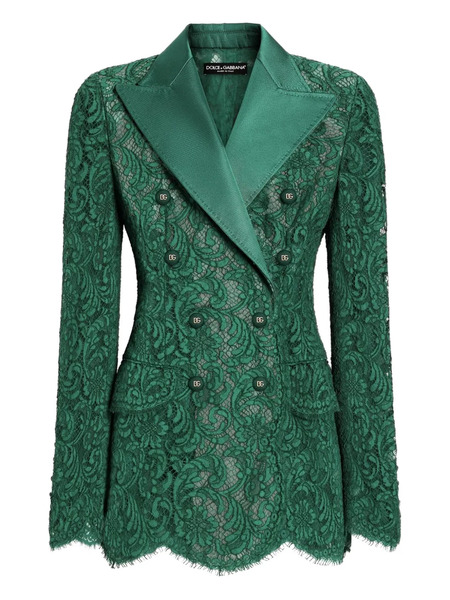  Dolce & Gabbana Lace Double-breasted Blazer - Green 
