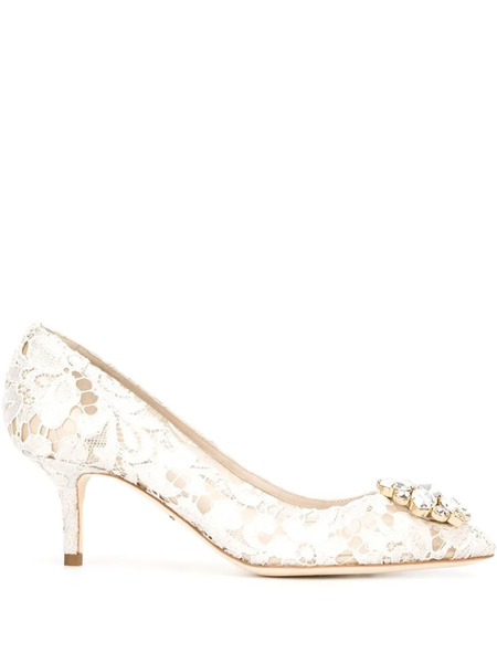  Dolce & Gabbana Lace Rainbow Brooch-detail Pumps - Grey 