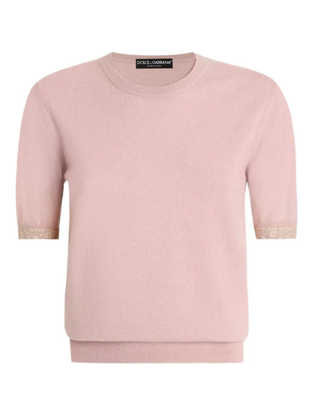  Dolce & Gabbana Lace-trim Cashmere Top - Pink 
