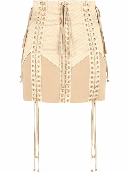  Dolce & Gabbana Lace-up Jersey Miniskirt - Neutrals 