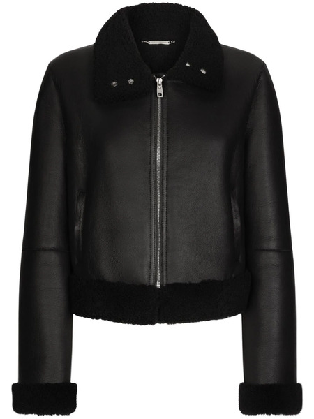  Dolce & Gabbana Lambskin Biker Jacket - Black 